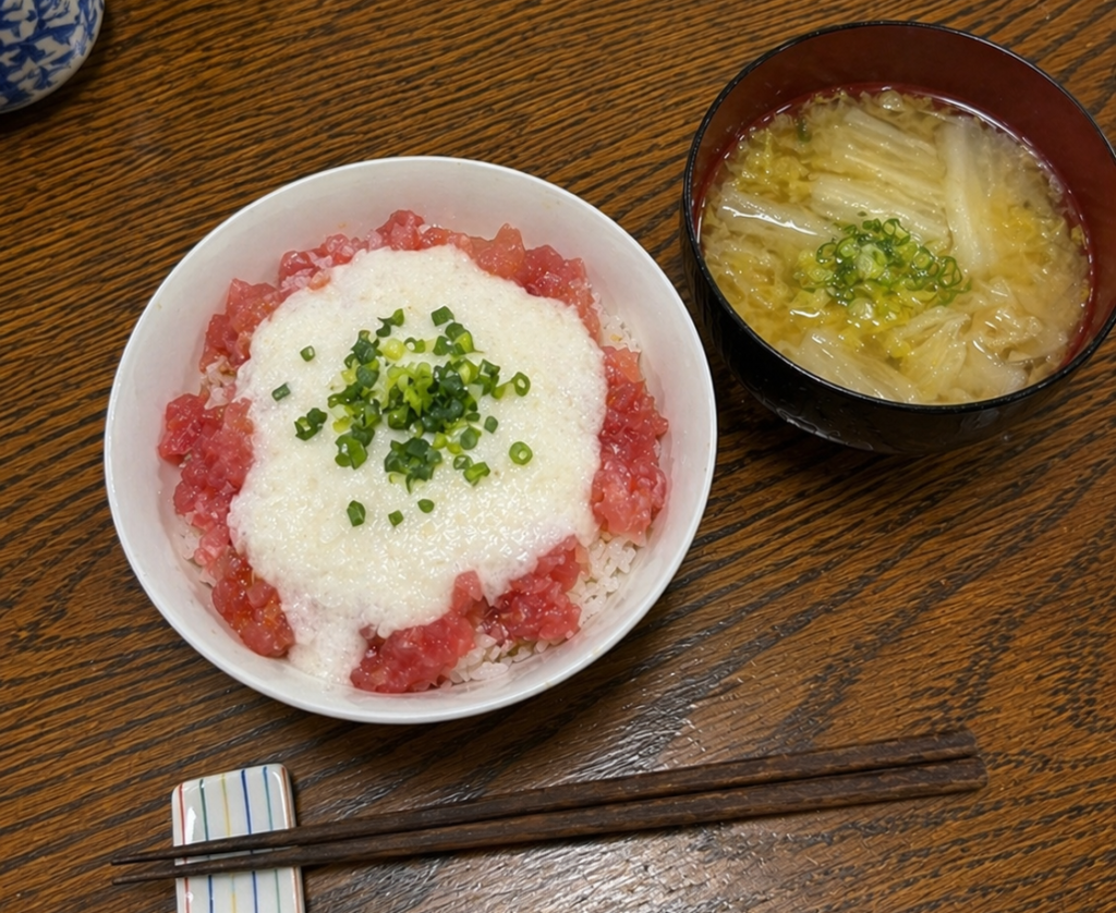 コストコまぐろたたきの山かけ丼