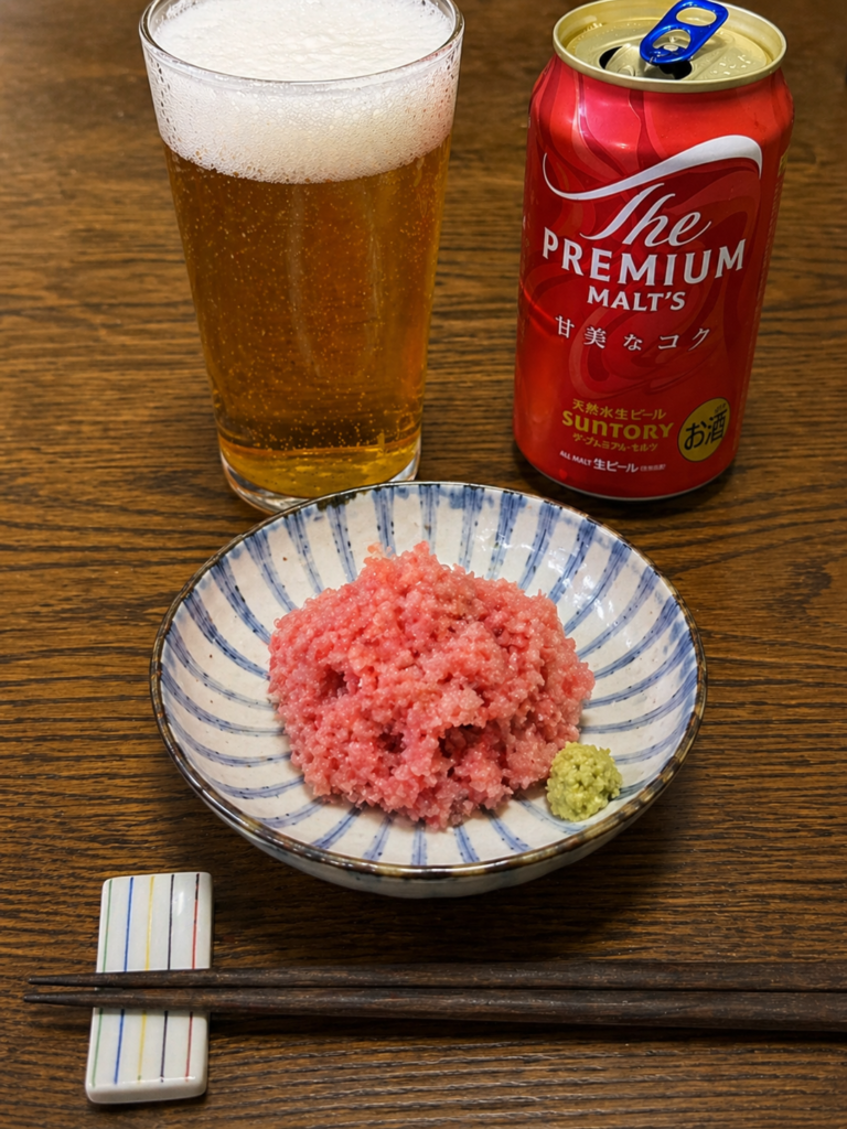 コストコまぐろたたきをつまみにした家飲み晩酌