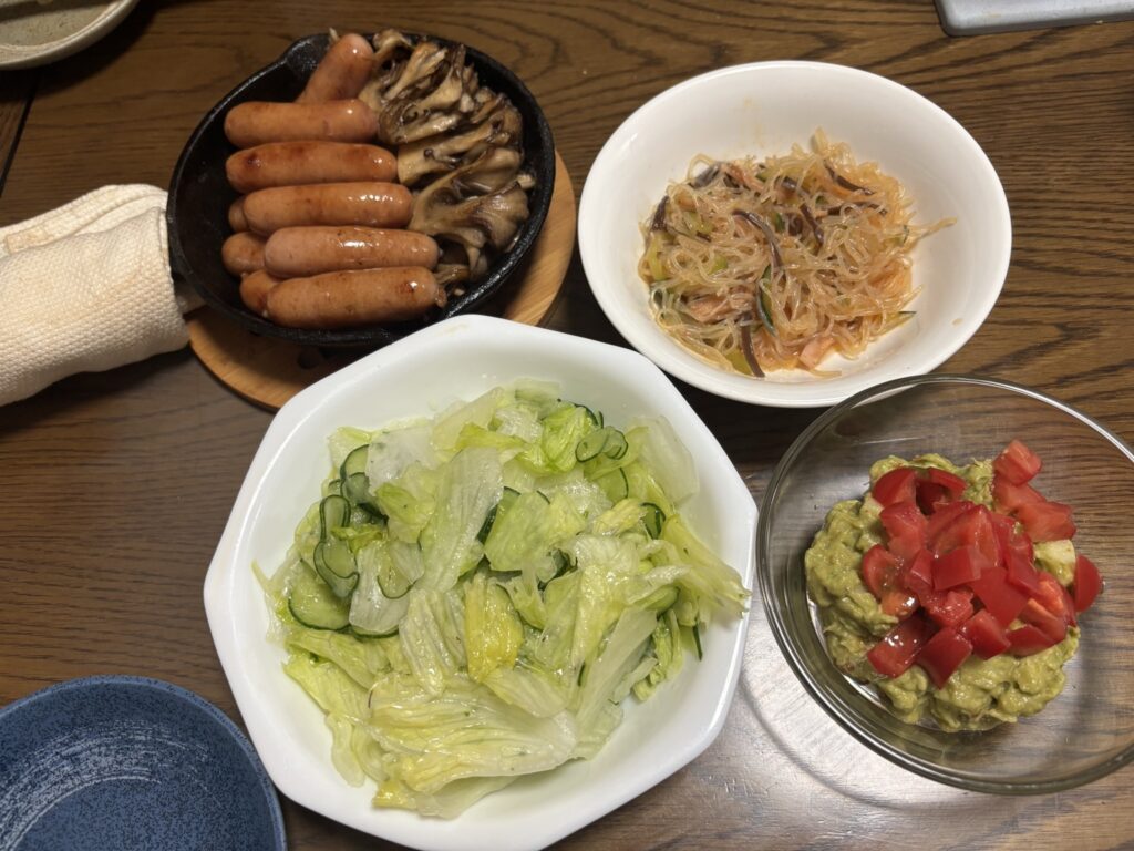 GW家飲み5月5日のアルトバイエルンと野菜つまみの食卓