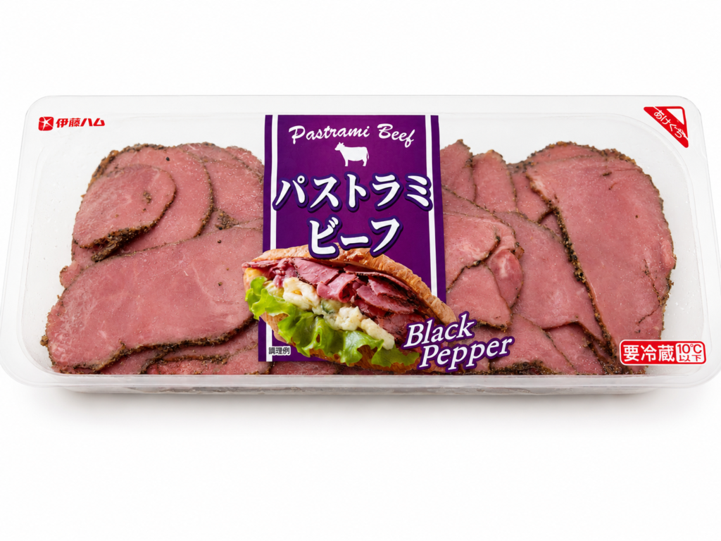 コストコで購入したパストラミビーフのパッケージ
