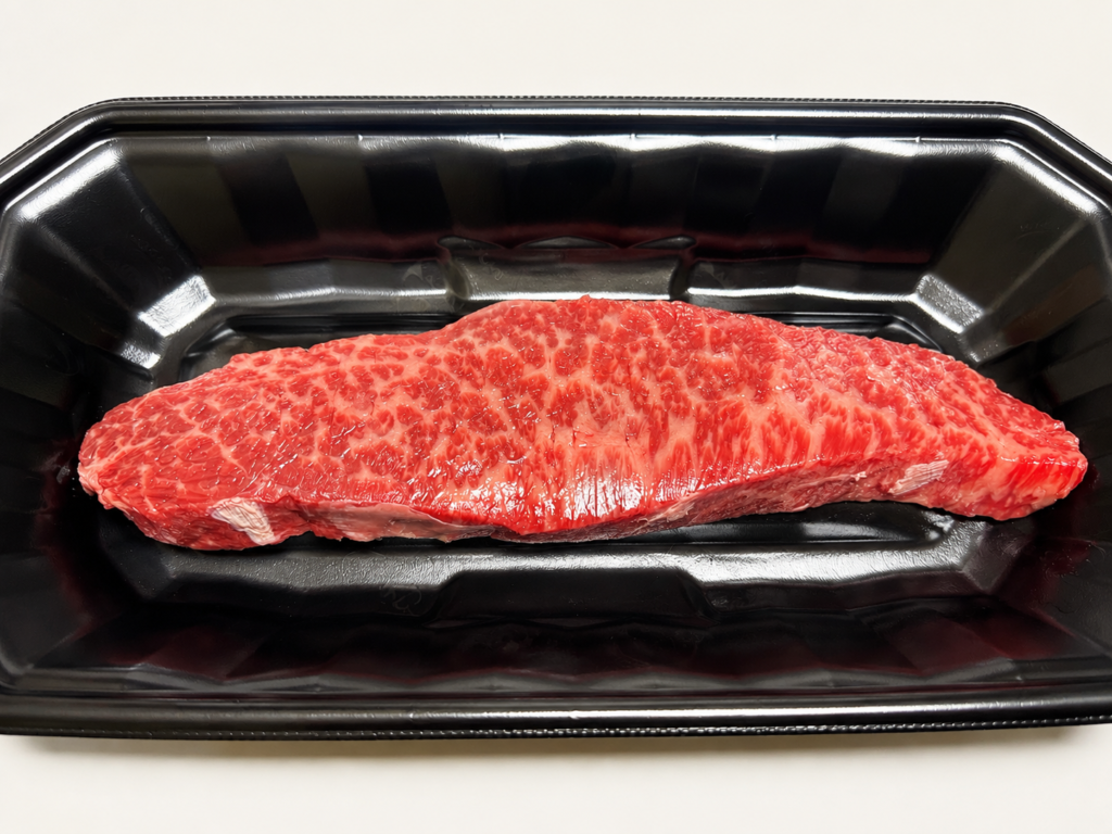 細かなサシが入った和牛カメノコのステーキ肉