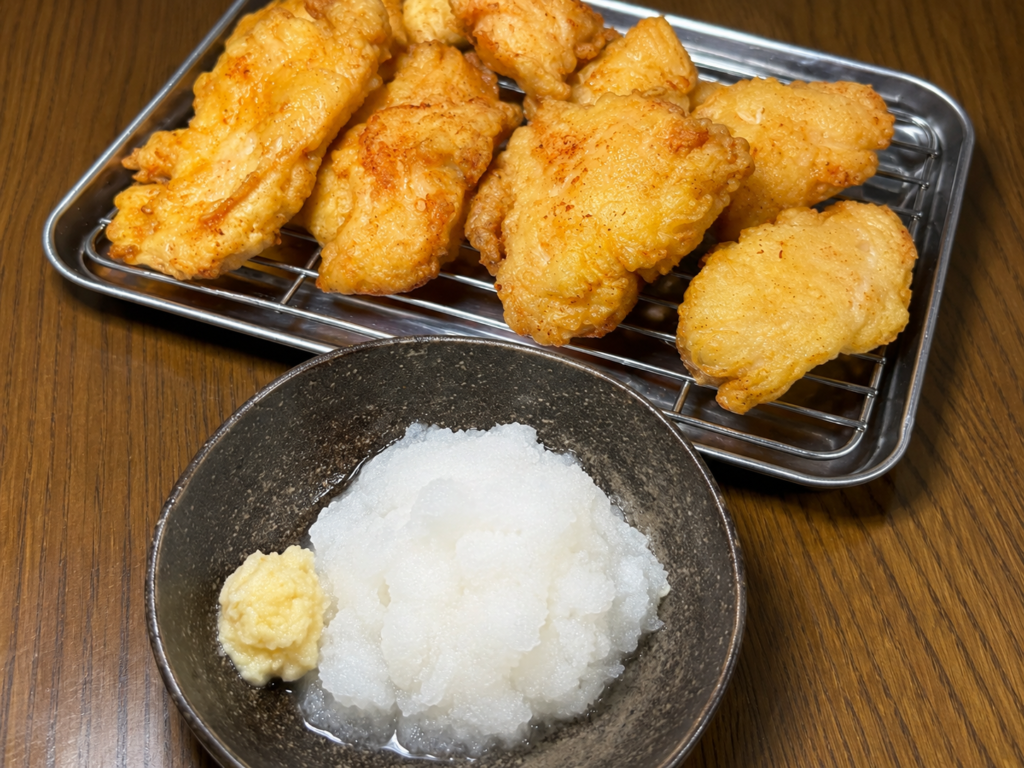 生姜と麺つゆで下味を付けたコストコ鶏むね肉のとり天