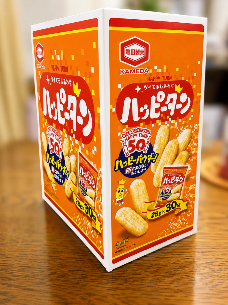 コストコ ハッピーターン30袋入りのパッケージ側面