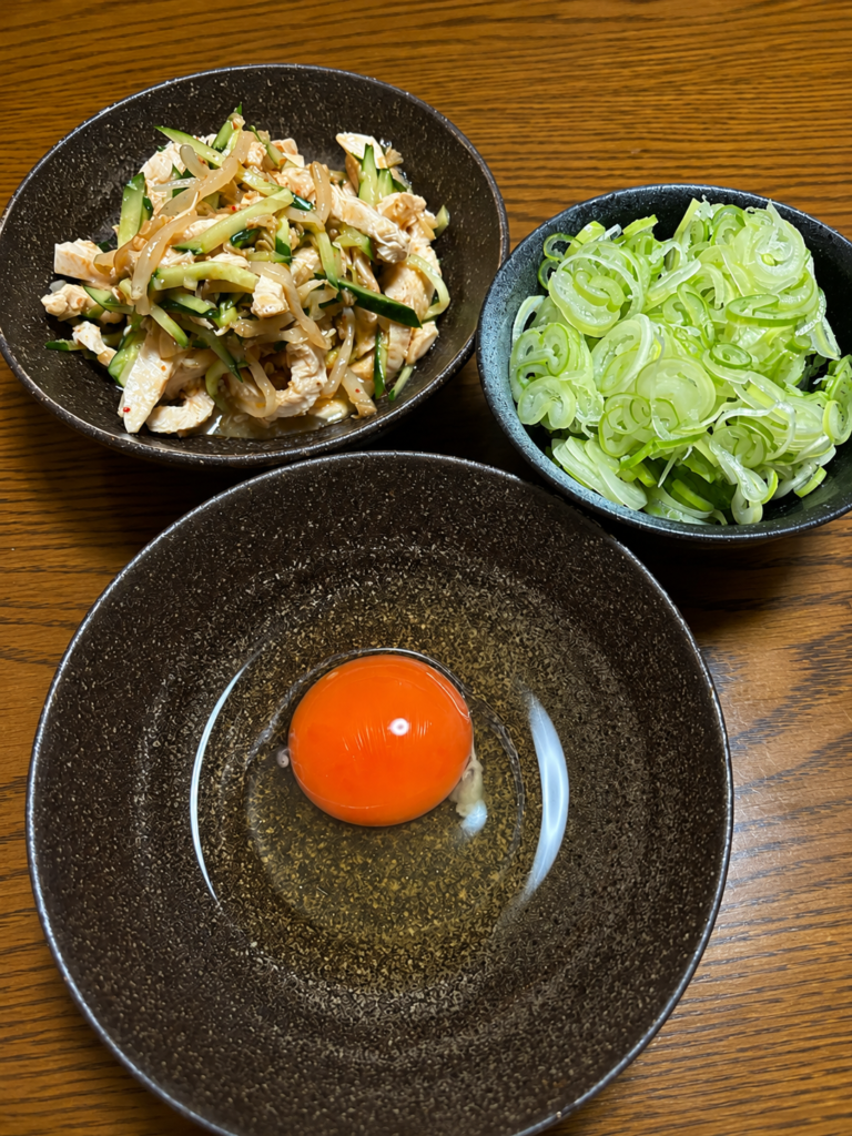 コストコ卵とネギ、鶏むね肉の副菜