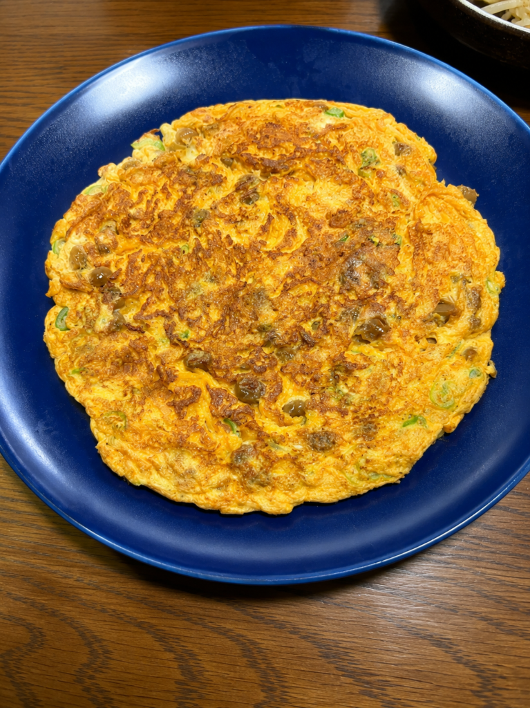焼き上がった納豆卵焼き