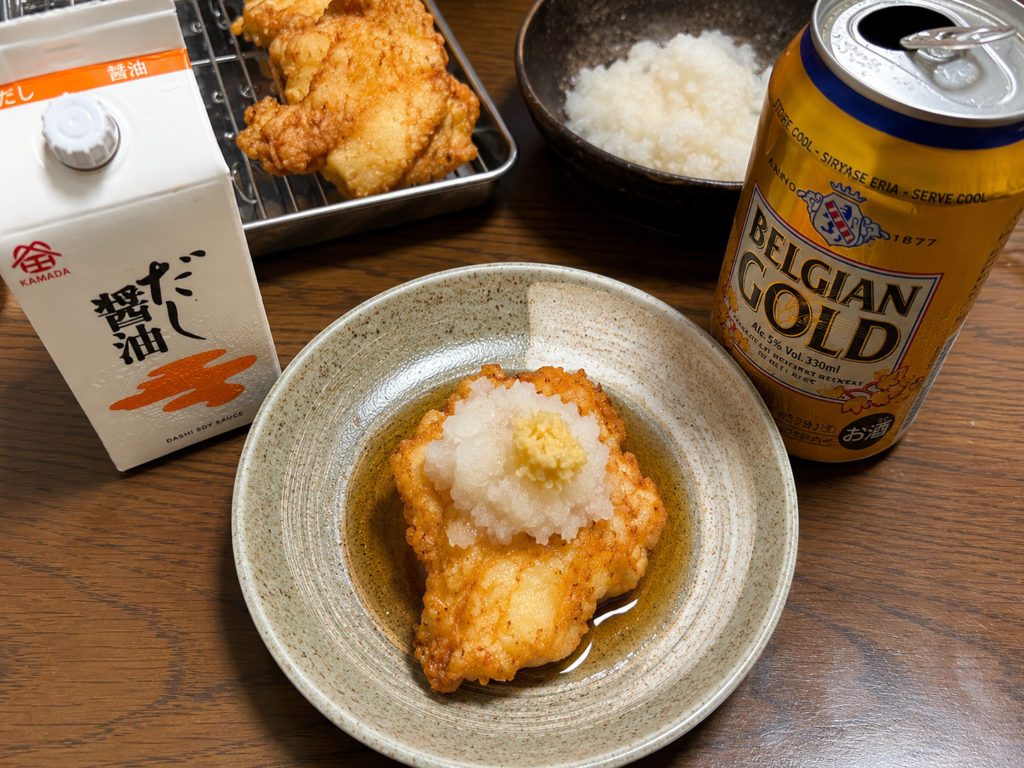 生姜と麺つゆで下味を付けたコストコ鶏むね肉のとり天