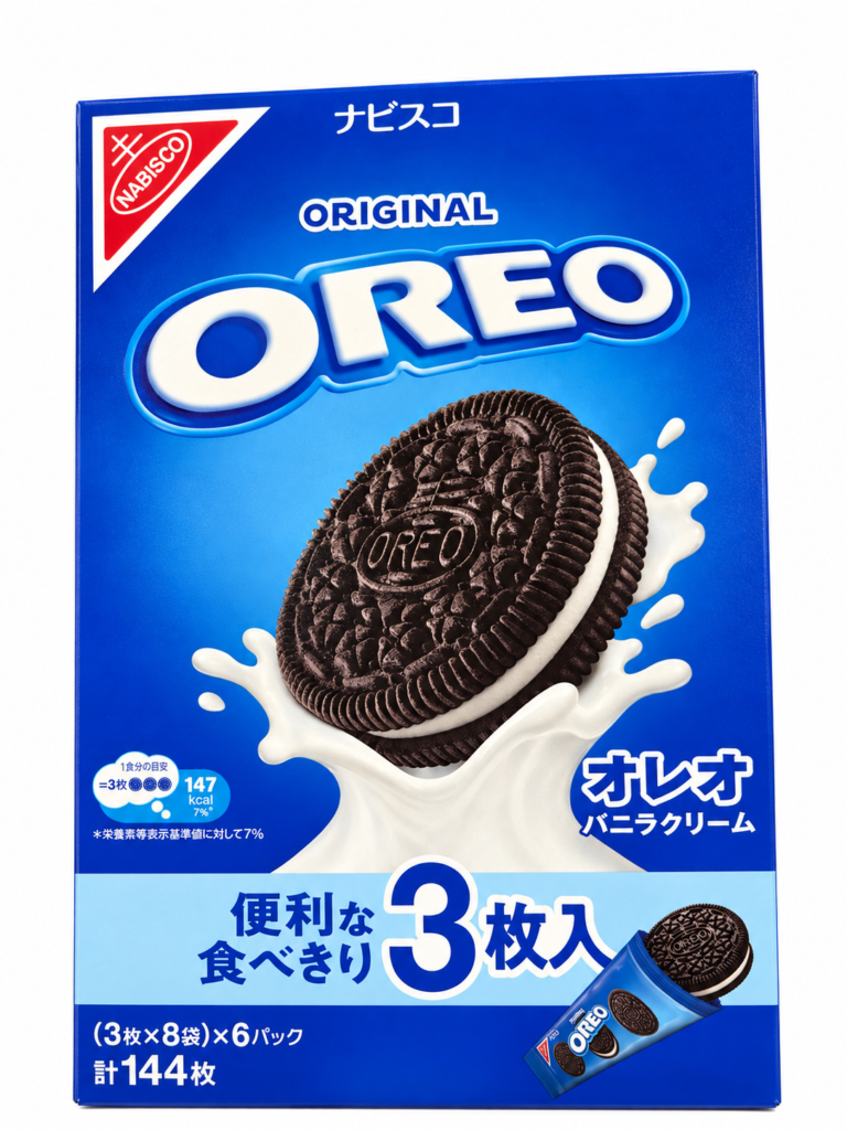 コストコで購入したオレオ バニラクリーム144枚入りの箱