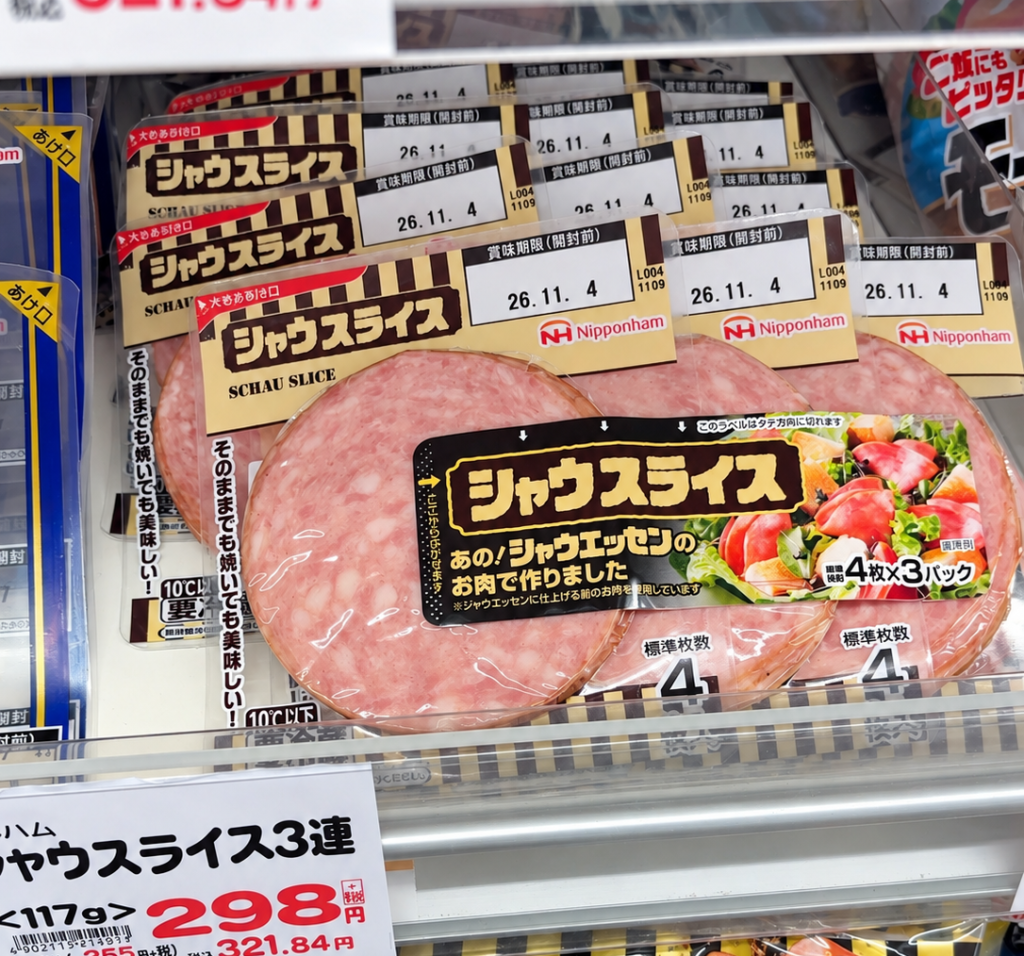 スーパーで販売されていたシャウスライス4枚×3パック税込321.84円