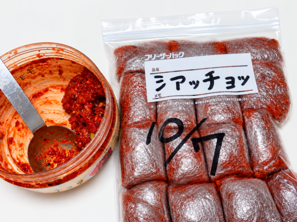 シアッチョッを約30gずつラップで小分けして冷凍保存