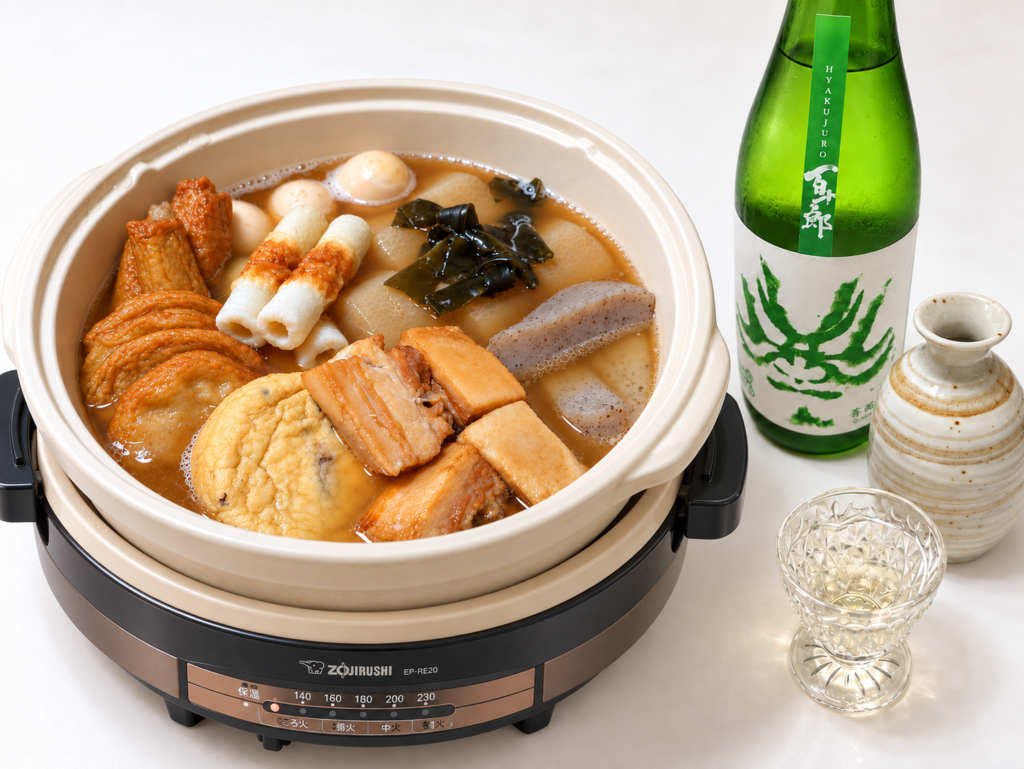 象印あじまるで温めた豚バラ大根のおでん風煮物