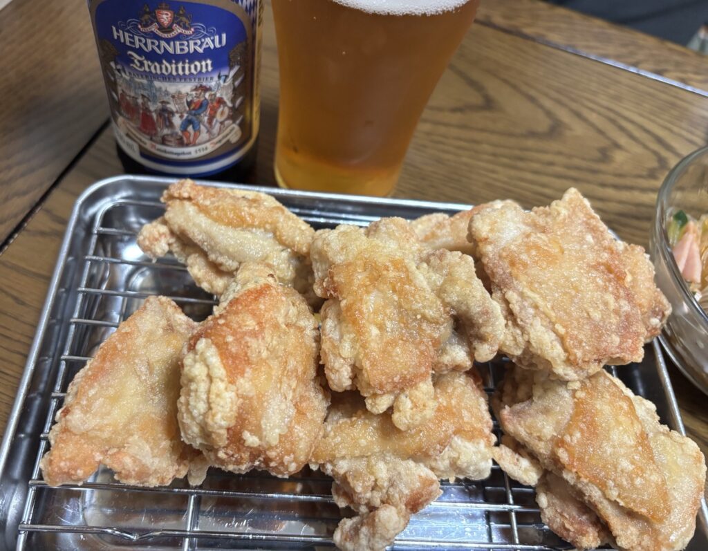 塩唐揚げとビールと春雨サラダの家飲みセット