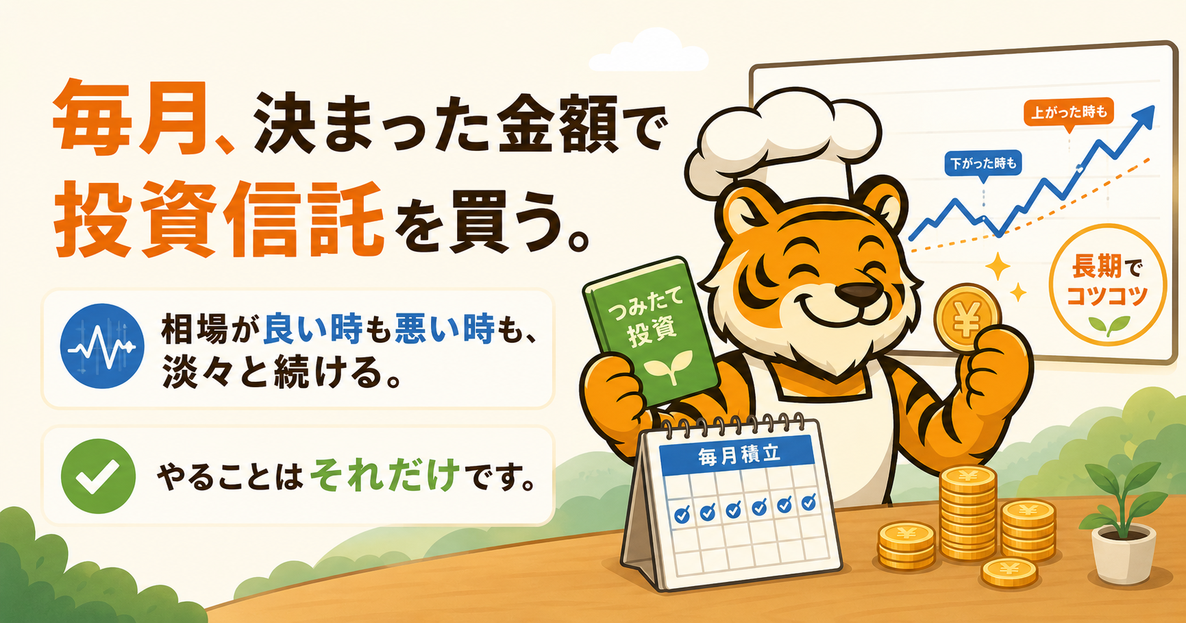 投資信託の複利効果を説明したアイキャッチ画像