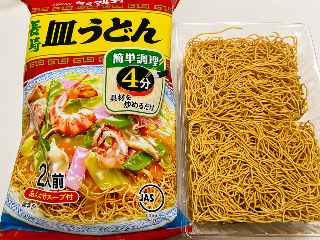 市販の2人前皿うどんと揚げ麺