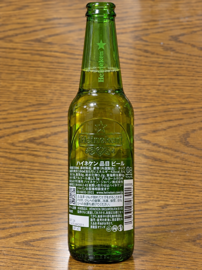 ハイネケン オリジナルの瓶の裏ラベル